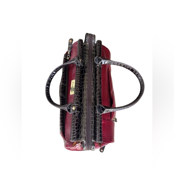 Samantha Brown Croc-Embossed Dowel Carry On Travel Bag Weekender Tote Wine/Brown - Picture 5 of 8